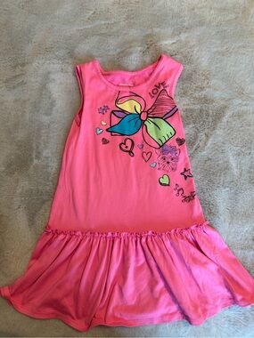 Nickelodeon Girls' Hot Pink Sleeveless Bow Graphic Dress